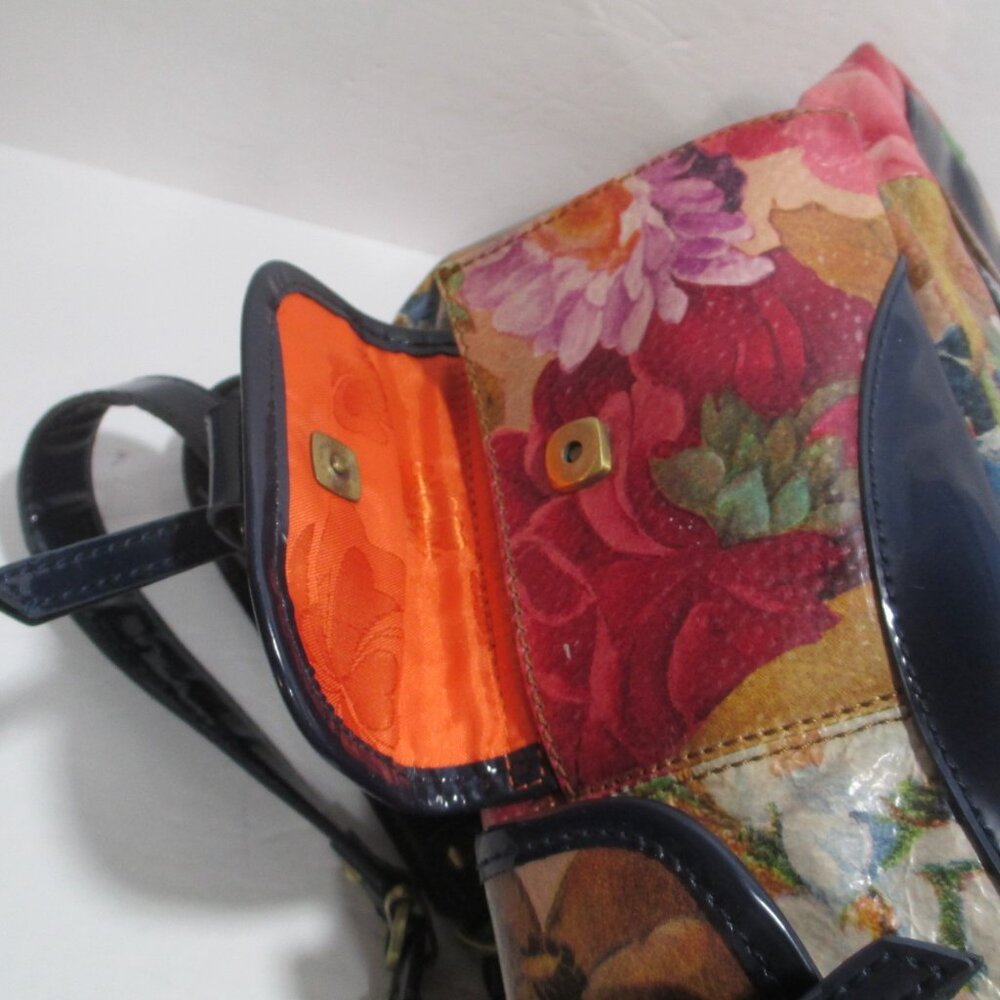 VTG Sharif Originals Floral Patent Leather Handbag Shoulder Bag Purse 14x9x6 - Picture 9 of 13